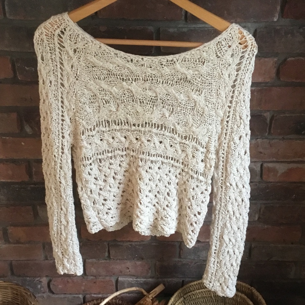 Free People Cream Off-the-Shoulder Sweater